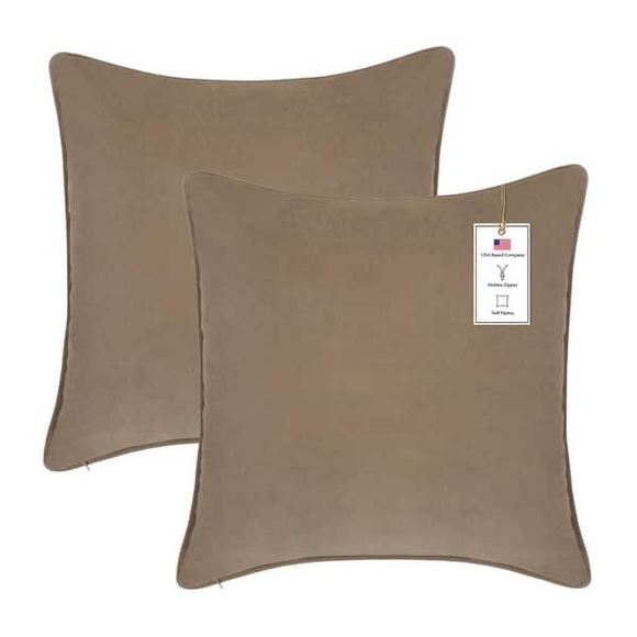 A1HC Set of 2 Luxurious Throw Pillow Covers Hidden Zipper - 24x24 Pack of 2)Tan - Picture 2 of 7